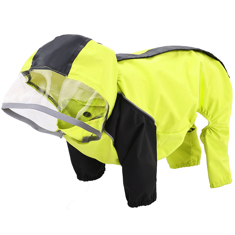 KFX-0327101 Waterproof Dog Poncho - All-Weather Pet Raincoat in Blue, Yellow, Green (Sizes M to 3XL)