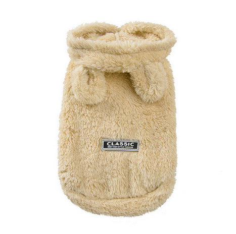 KFX-0327357 Cotton Cartoon Bear Ear Coat for Pets - Double-Sided Velvet Fabric