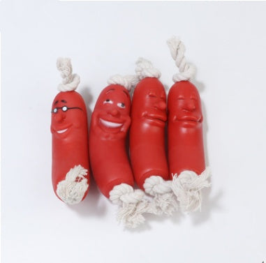 KFX-0327741 Dog Chew Toy Ham Sausage Silicone Interactive Toy for Large Dogs - 11cm