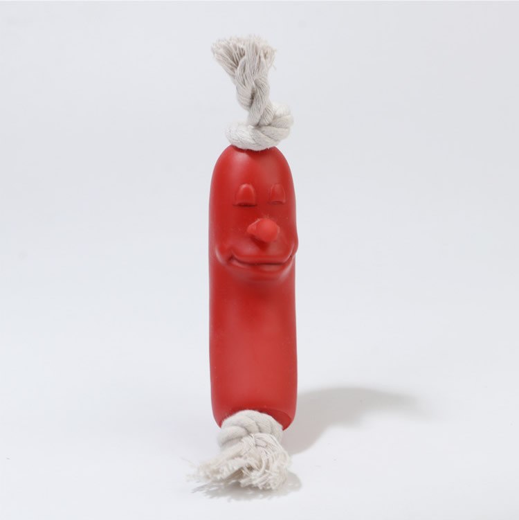 KFX-0327741 Dog Chew Toy Ham Sausage Silicone Interactive Toy for Large Dogs - 11cm