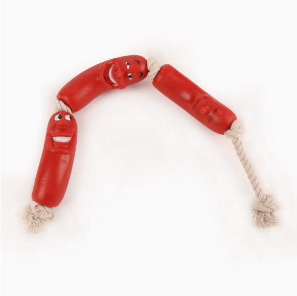KFX-0327741 Dog Chew Toy Ham Sausage Silicone Interactive Toy for Large Dogs - 11cm