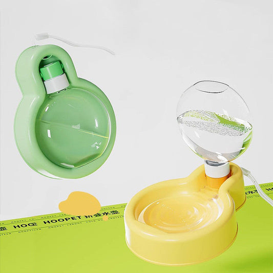 KFX-0328765 Folding Outdoor Dog Water Cup Fountain - 500ml in Wood Leaf Green and Camellia Yellow