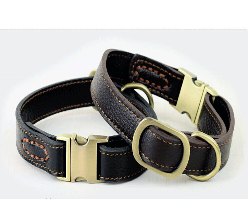 KFX-0330685 Small and Medium Leather Dog Collar in Brown and Black