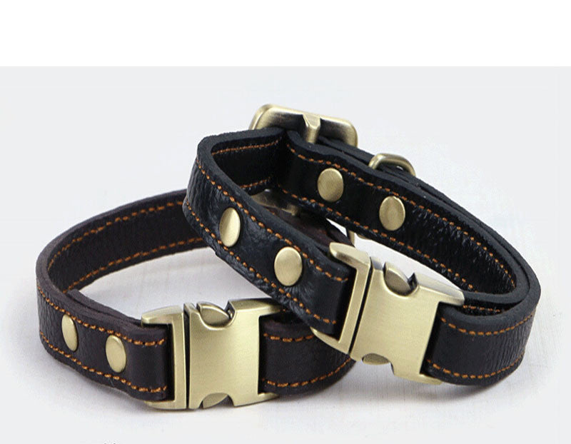 KFX-0330685 Small and Medium Leather Dog Collar in Brown and Black