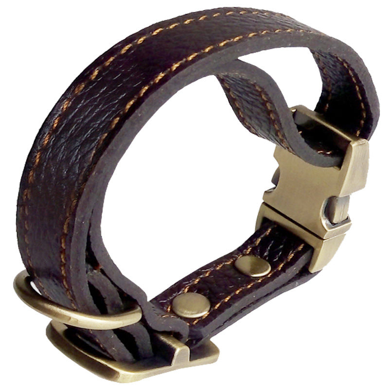 KFX-0330685 Small and Medium Leather Dog Collar in Brown and Black