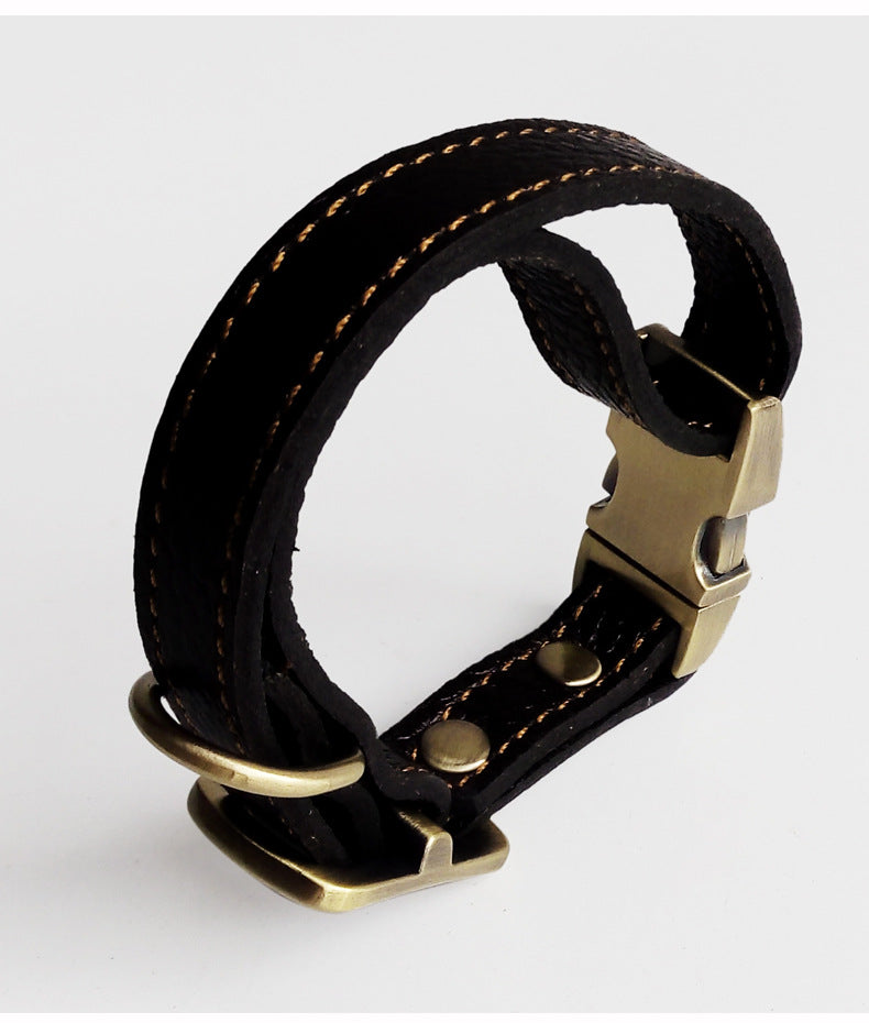 KFX-0330685 Small and Medium Leather Dog Collar in Brown and Black