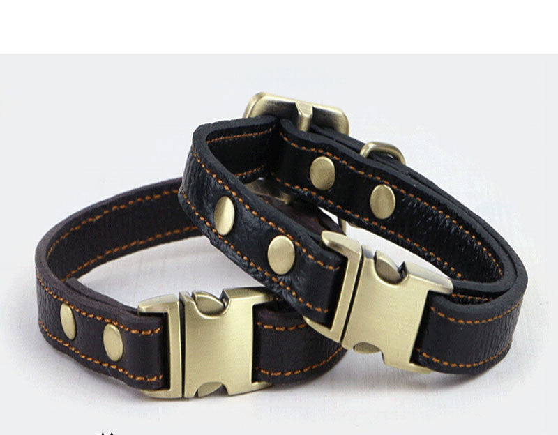 KFX-0330685 Small and Medium Leather Dog Collar in Brown and Black