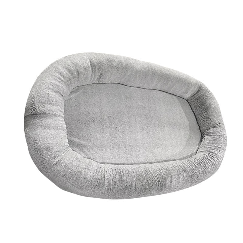 KFX-0332733 Large Soft Short Plush Dog Bed in Khaki, Dark Gray, and Light Gray - Multiple Sizes Available