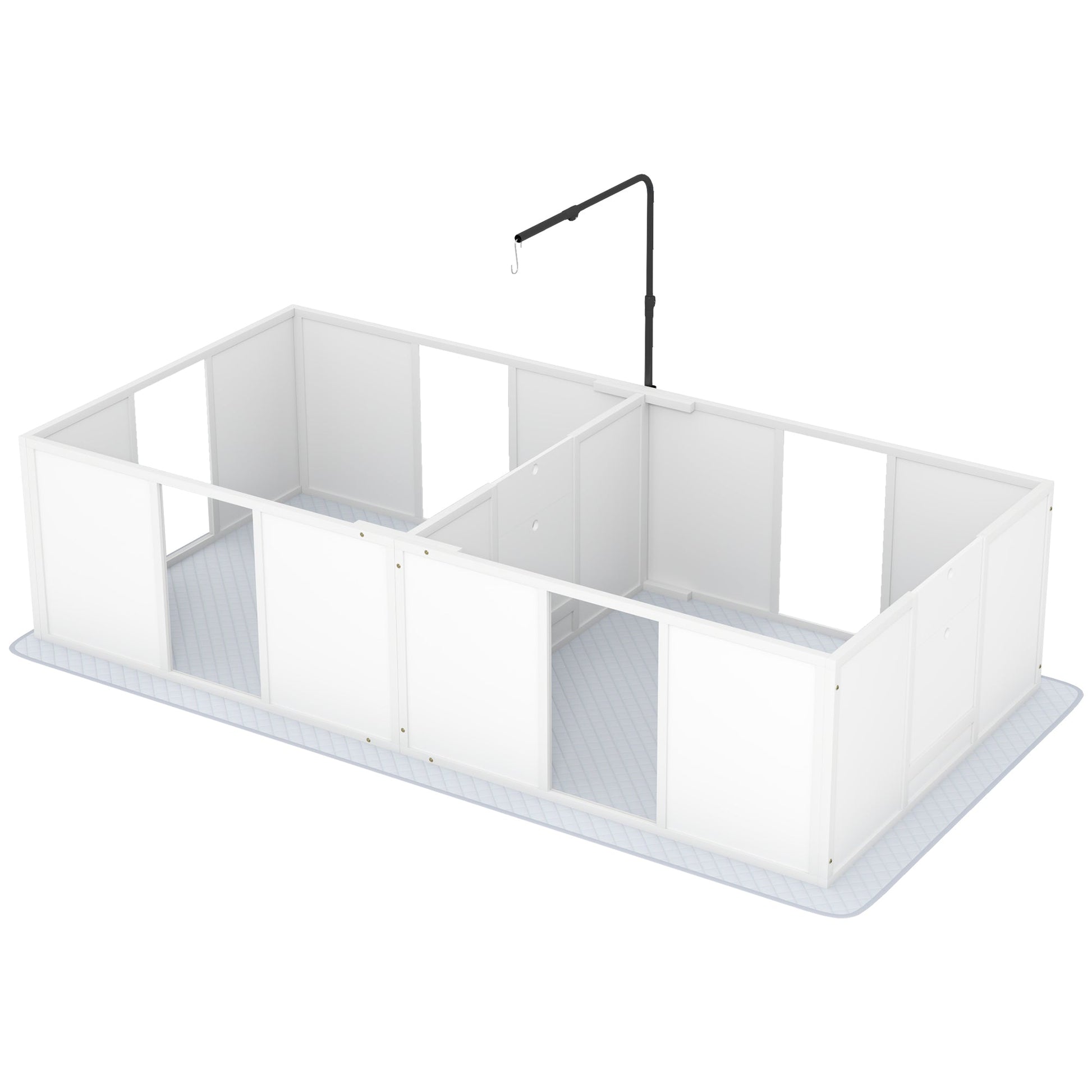 KFX-0334141 Whelping Box for Medium Dogs with Adjustable Height Door, Waterproof Pee Pad, and Retractable Light Stand