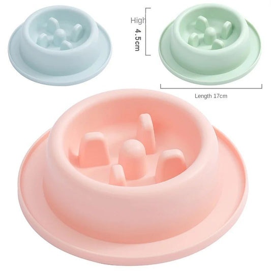 KFX-0334653 Slow Feed Bowl for Pets - Anti-Choking, Non-Slip, Durable PP Material, 17cm x 4.5cm, Multiple Colors Available