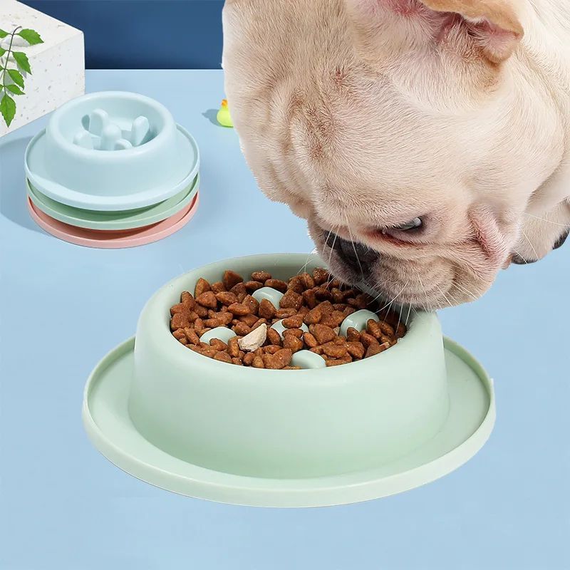 KFX-0334653 Slow Feed Bowl for Pets - Anti-Choking, Non-Slip, Durable PP Material, 17cm x 4.5cm, Multiple Colors Available