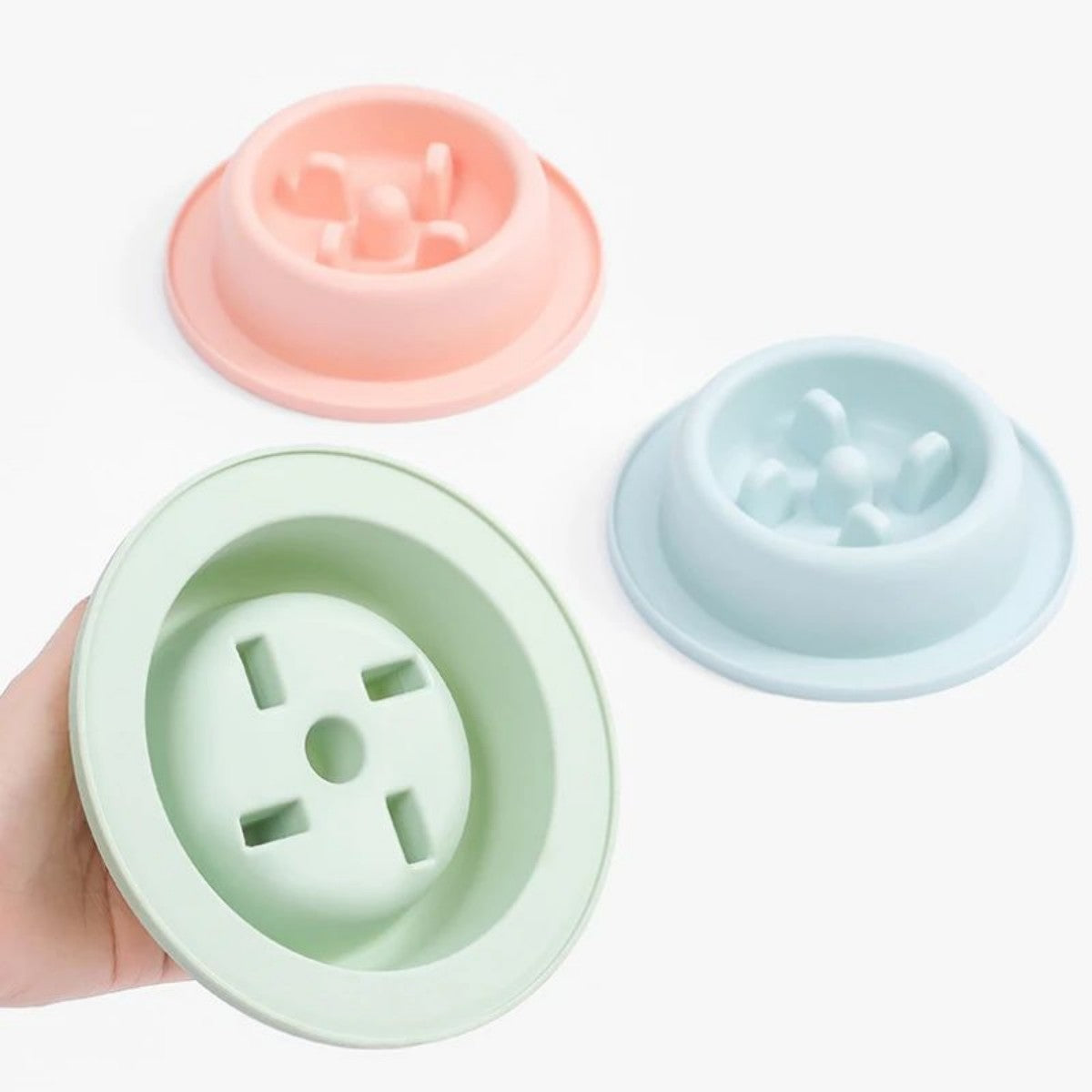 KFX-0334653 Slow Feed Bowl for Pets - Anti-Choking, Non-Slip, Durable PP Material, 17cm x 4.5cm, Multiple Colors Available