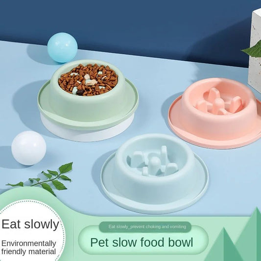 KFX-0334653 Slow Feed Bowl for Pets - Anti-Choking, Non-Slip, Durable PP Material, 17cm x 4.5cm, Multiple Colors Available