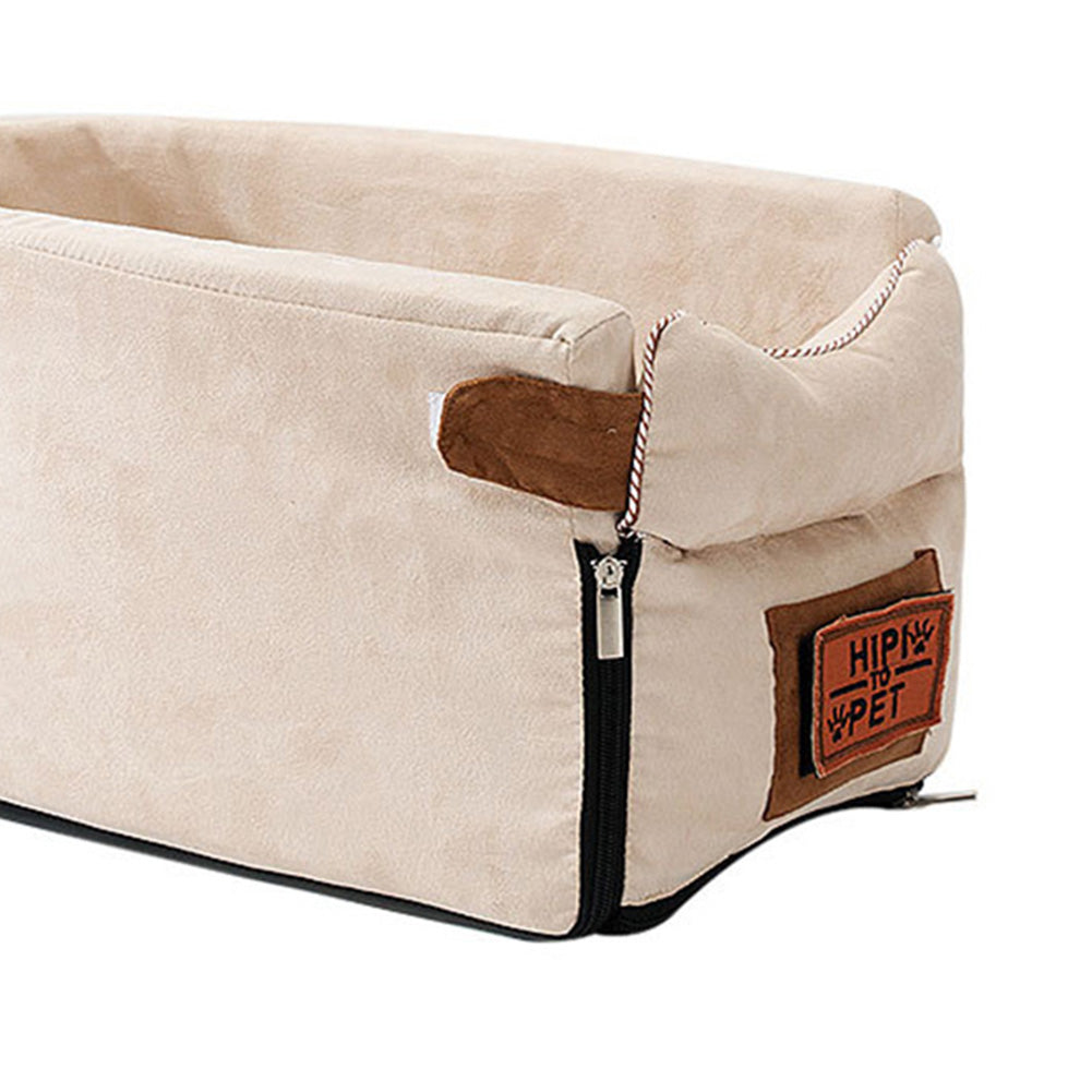 KFX-0334909 Portable Doghouse in Beige and Grey Cloth - Central Control Car 42x20x22cm