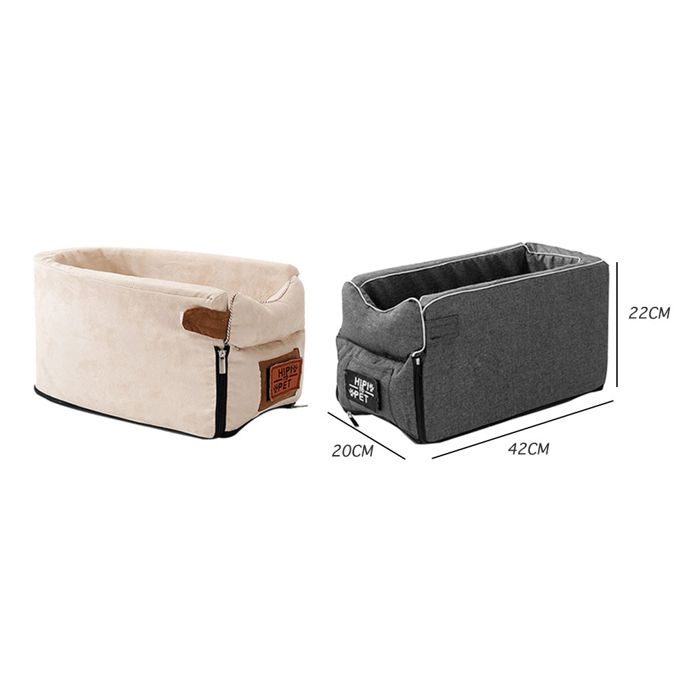 KFX-0334909 Portable Doghouse in Beige and Grey Cloth - Central Control Car 42x20x22cm
