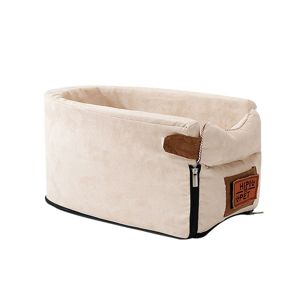 KFX-0334909 Portable Doghouse in Beige and Grey Cloth - Central Control Car 42x20x22cm