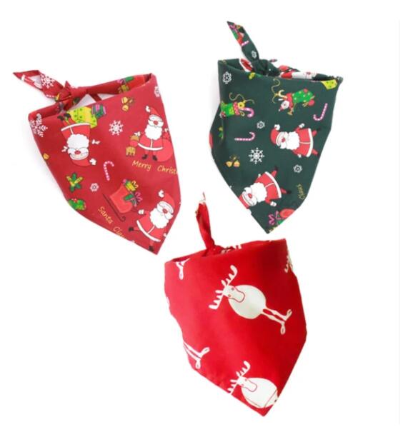 KFX-0336061 Christmas Triangle Scarf for Pets in Various Designs – Cotton Fabric, Small and Large Sizes