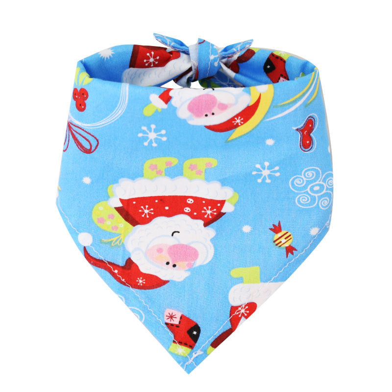 KFX-0336061 Christmas Triangle Scarf for Pets in Various Designs – Cotton Fabric, Small and Large Sizes