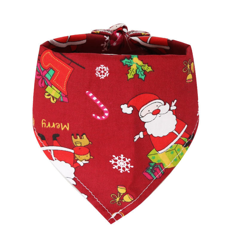 KFX-0336061 Christmas Triangle Scarf for Pets in Various Designs – Cotton Fabric, Small and Large Sizes