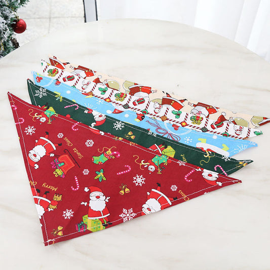 KFX-0336061 Christmas Triangle Scarf for Pets in Various Designs – Cotton Fabric, Small and Large Sizes