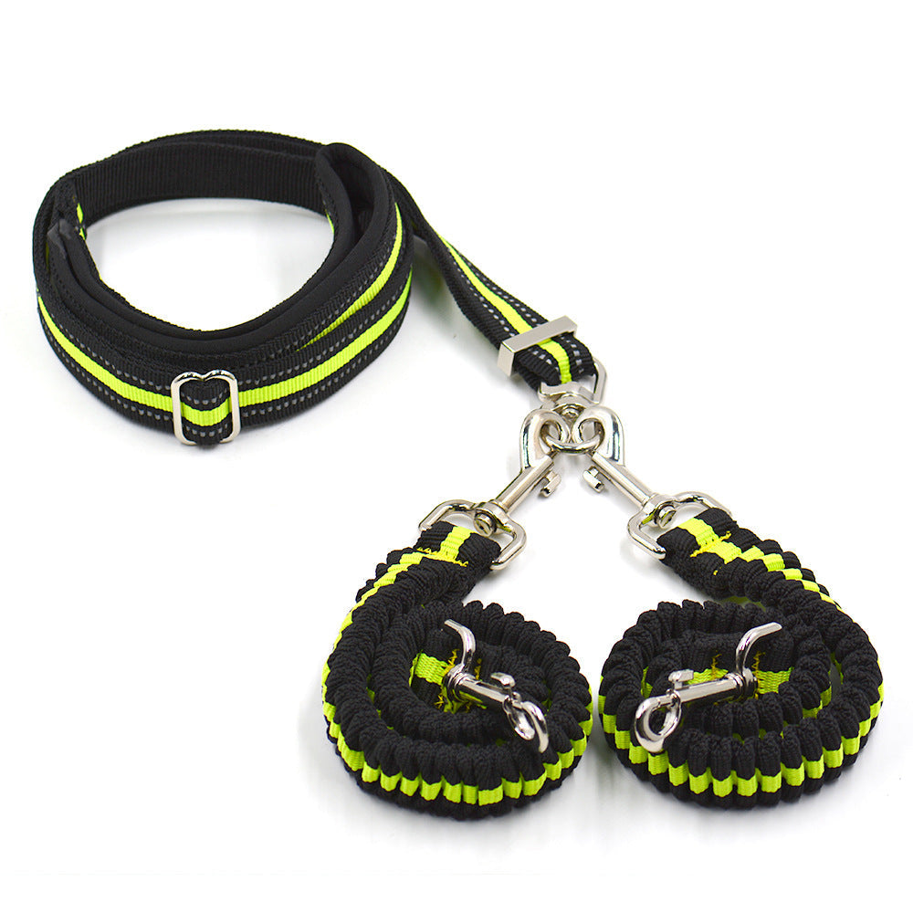 KFX-0338237 Adjustable Double-Headed Nylon Leash for Dogs, 50-100cm Main Traction, 70-110cm Spring Traction