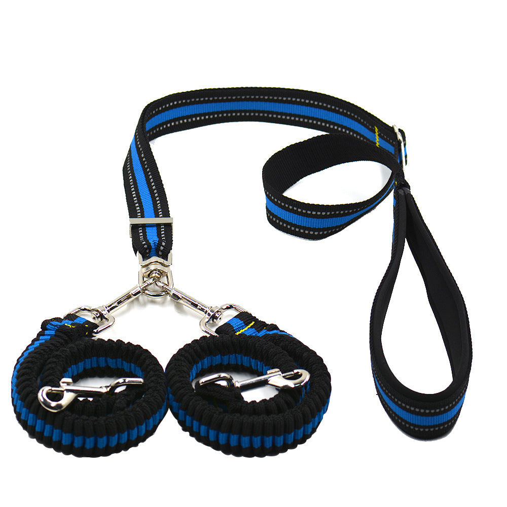 KFX-0338237 Adjustable Double-Headed Nylon Leash for Dogs, 50-100cm Main Traction, 70-110cm Spring Traction