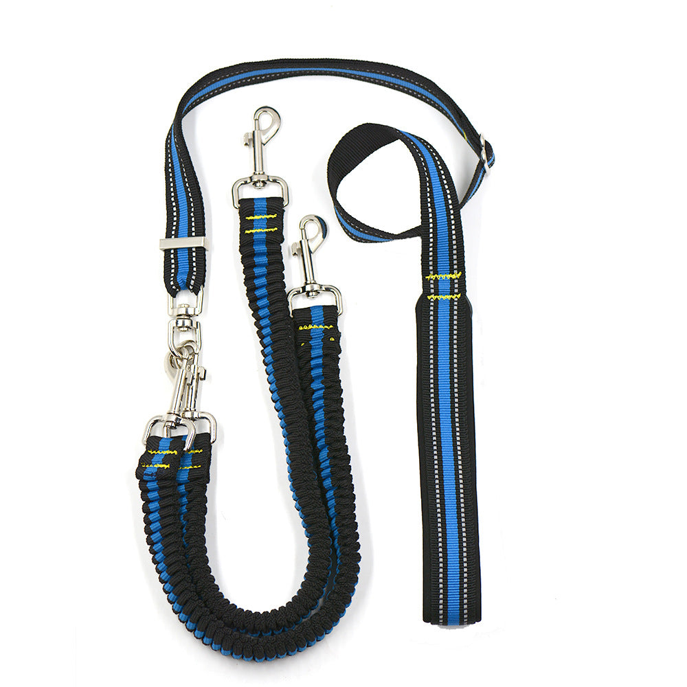KFX-0338237 Adjustable Double-Headed Nylon Leash for Dogs, 50-100cm Main Traction, 70-110cm Spring Traction