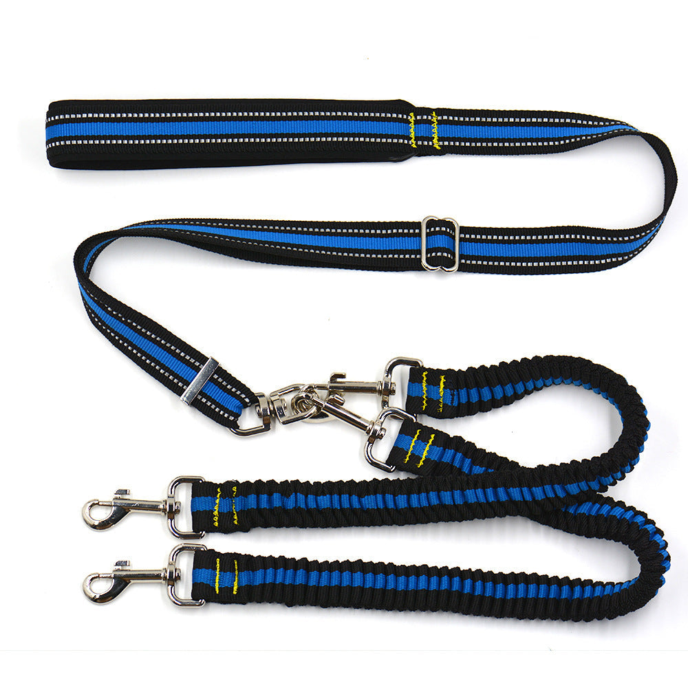 KFX-0338237 Adjustable Double-Headed Nylon Leash for Dogs, 50-100cm Main Traction, 70-110cm Spring Traction