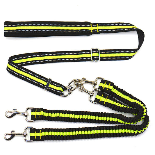 KFX-0338237 Adjustable Double-Headed Nylon Leash for Dogs, 50-100cm Main Traction, 70-110cm Spring Traction