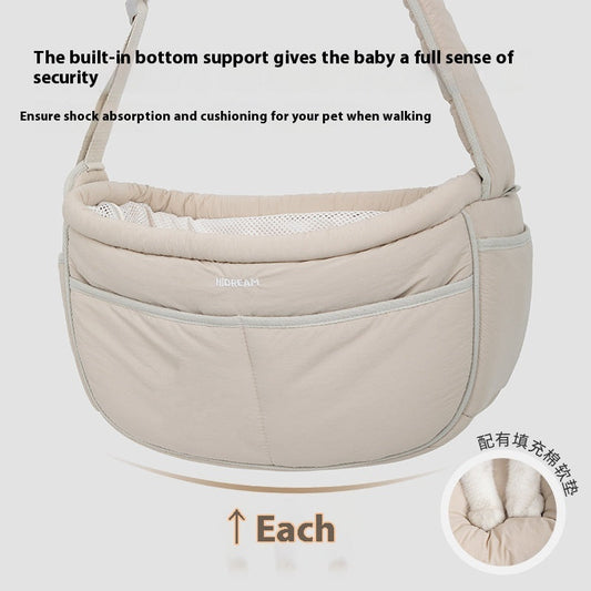 KFX-0340669 Adjustable Lightweight Cross-Body Pet Messenger Bag for Pets up to 6kg in Almond Custard and Butter Pudding
