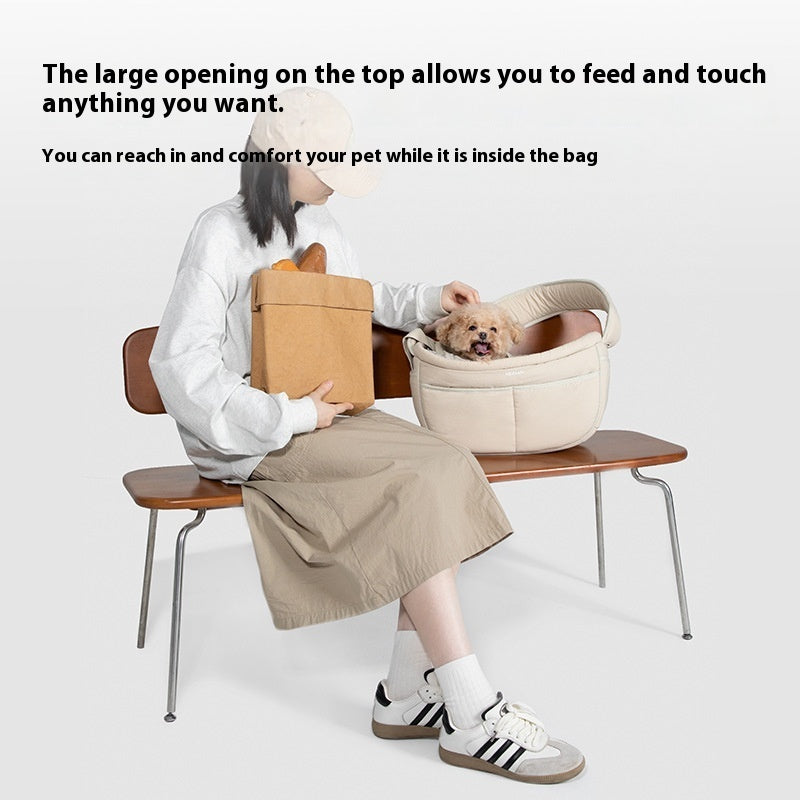 KFX-0340669 Adjustable Lightweight Cross-Body Pet Messenger Bag for Pets up to 6kg in Almond Custard and Butter Pudding