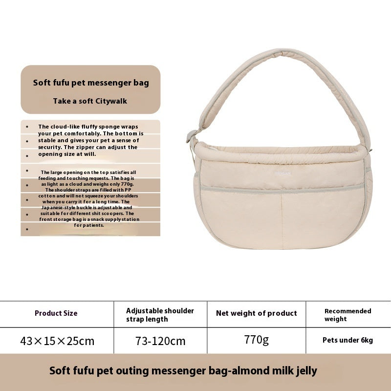 KFX-0340669 Adjustable Lightweight Cross-Body Pet Messenger Bag for Pets up to 6kg in Almond Custard and Butter Pudding