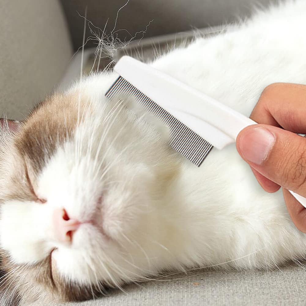 KFX-0341693 Multifunctional Pet Comb for Tear Stain Removal and Grooming - Stainless Steel, Ergonomic Design for Small Dogs and Cats