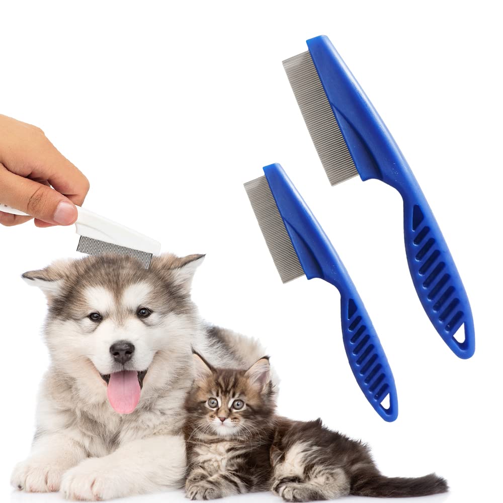 KFX-0341693 Multifunctional Pet Comb for Tear Stain Removal and Grooming - Stainless Steel, Ergonomic Design for Small Dogs and Cats