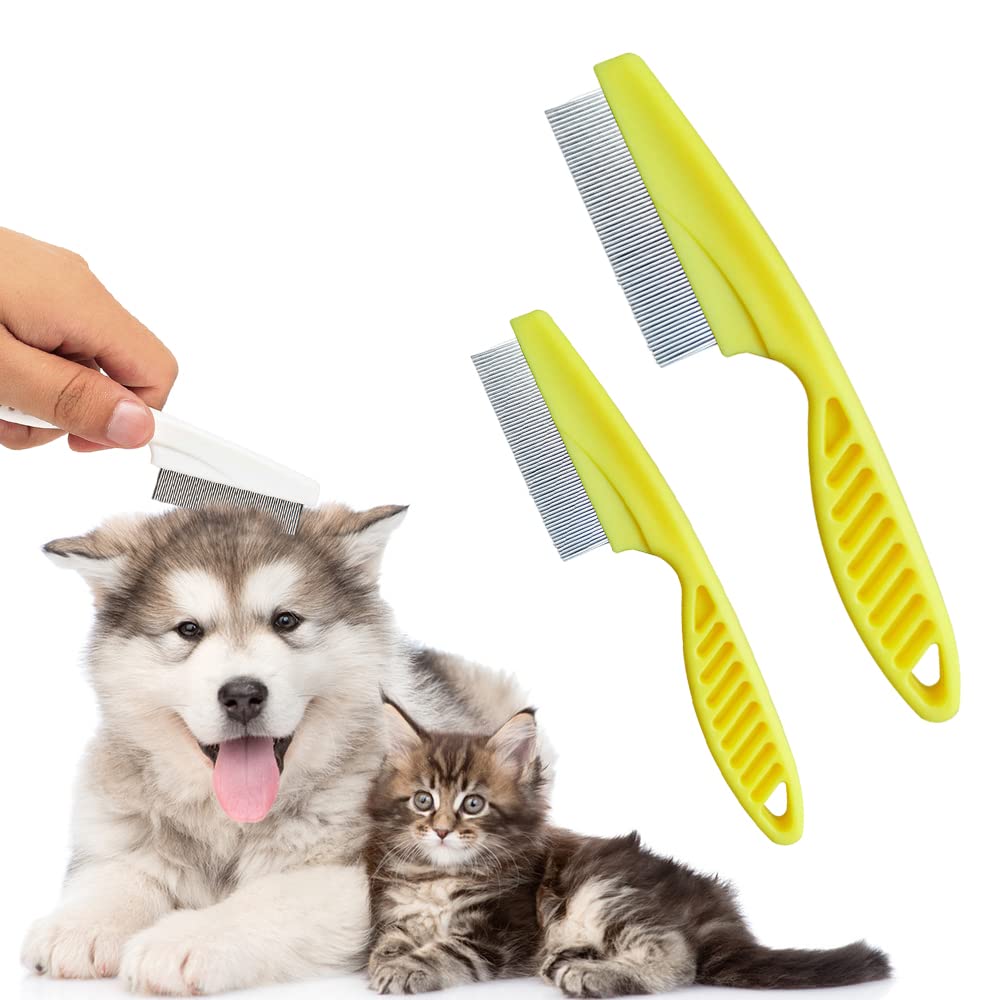 KFX-0341693 Multifunctional Pet Comb for Tear Stain Removal and Grooming - Stainless Steel, Ergonomic Design for Small Dogs and Cats