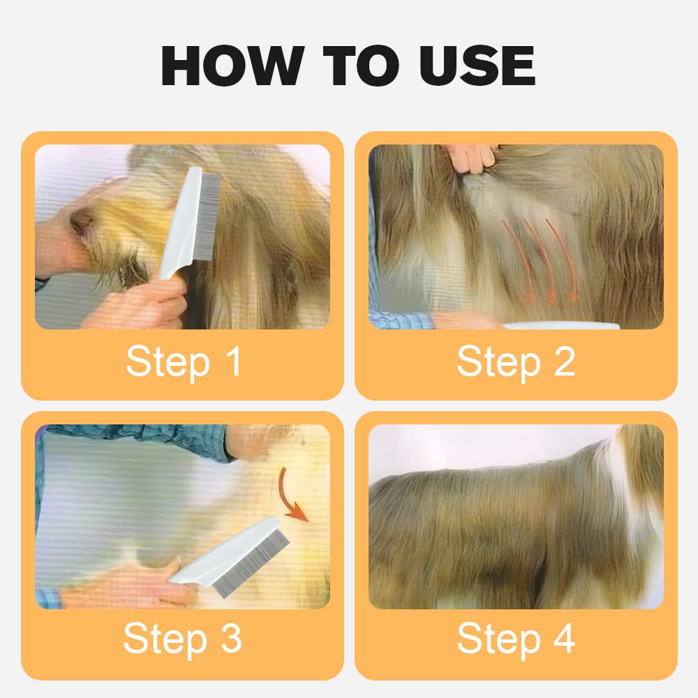 KFX-0341693 Multifunctional Pet Comb for Tear Stain Removal and Grooming - Stainless Steel, Ergonomic Design for Small Dogs and Cats