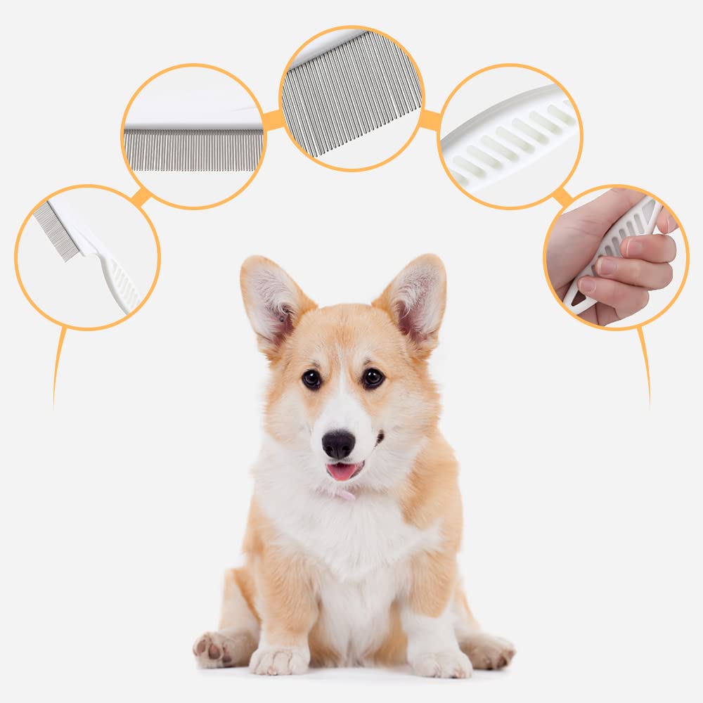 KFX-0341693 Multifunctional Pet Comb for Tear Stain Removal and Grooming - Stainless Steel, Ergonomic Design for Small Dogs and Cats