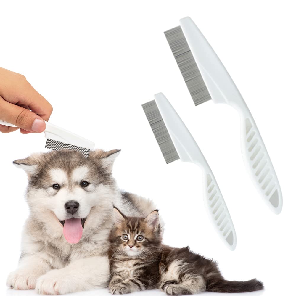 KFX-0341693 Multifunctional Pet Comb for Tear Stain Removal and Grooming - Stainless Steel, Ergonomic Design for Small Dogs and Cats