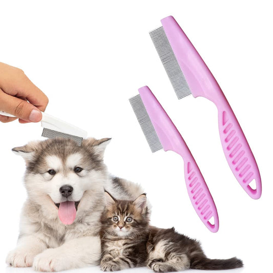 KFX-0341693 Multifunctional Pet Comb for Tear Stain Removal and Grooming - Stainless Steel, Ergonomic Design for Small Dogs and Cats