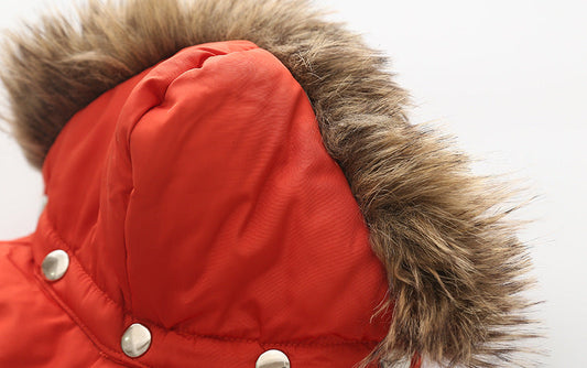 KFX-0342589 Hooded Cotton Down Jacket for Dogs - Warm and Stylish in Blue, Beige, Red