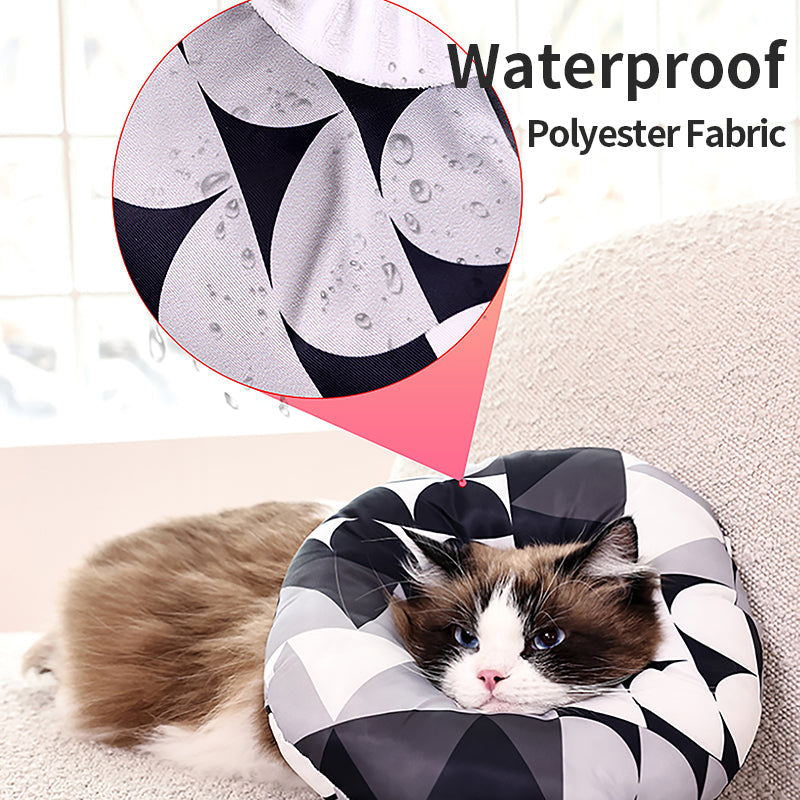 KFX-0346173 Anti-Lick Cat Recovery Collar - Soft Polyester Fabric - Adjustable Sizes for Comfort and Protection