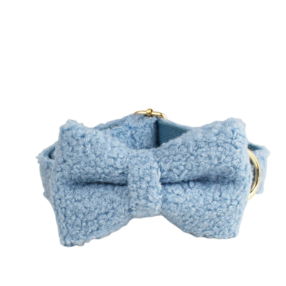 KFX-0346813 Blue Teddy Bear Dog Collar and Leash Set with Bow and Vest, Perfect for Pets and Gift-Giving