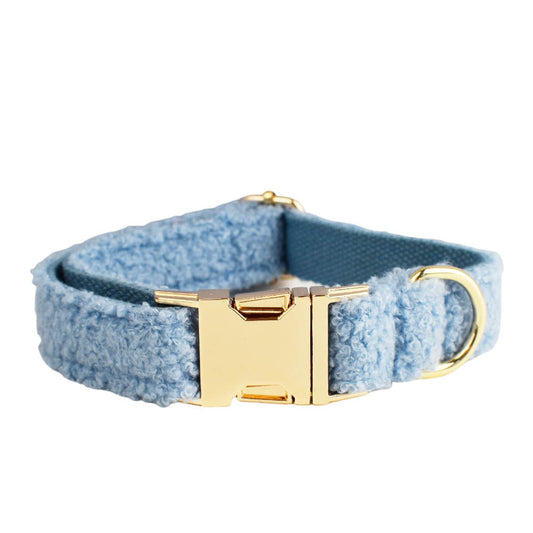 KFX-0346813 Blue Teddy Bear Dog Collar and Leash Set with Bow and Vest, Perfect for Pets and Gift-Giving