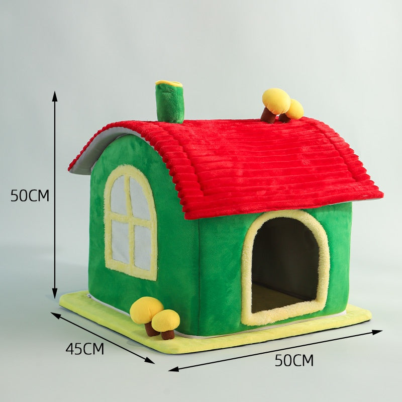 KFX-0347837 Cozy Indoor Enclosed Cat Bed with Removable Cleaning Mat - Warm Cave Design for Comfort and Privacy
