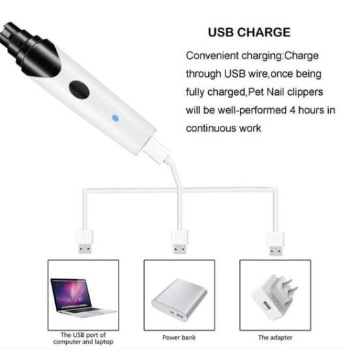 KFX-0347965 Electric Pet Nail Grinder with USB Charging for Dogs, Cats, and Small Animals