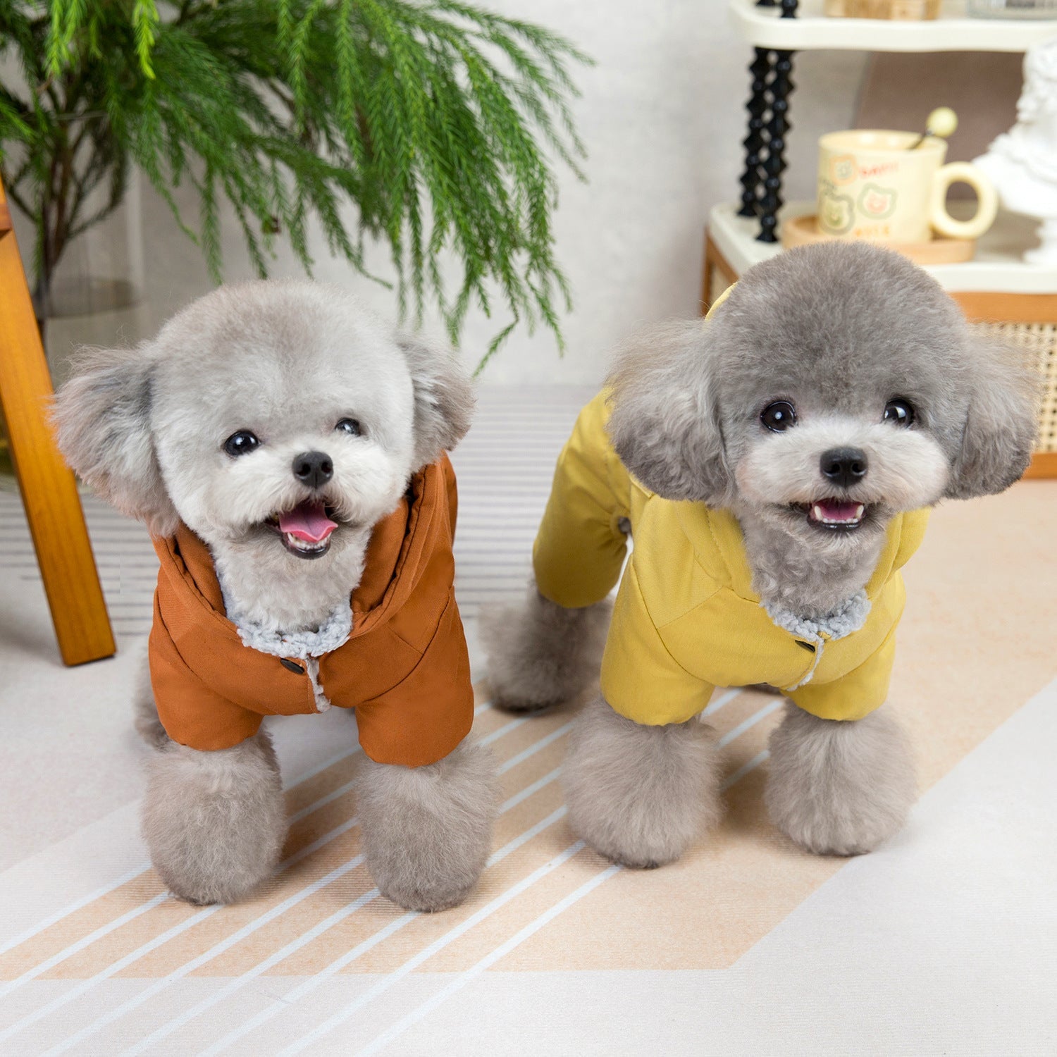 KFX-0348605 Cozy Casual Dog Clothing for Autumn and Winter in Brown and Yellow