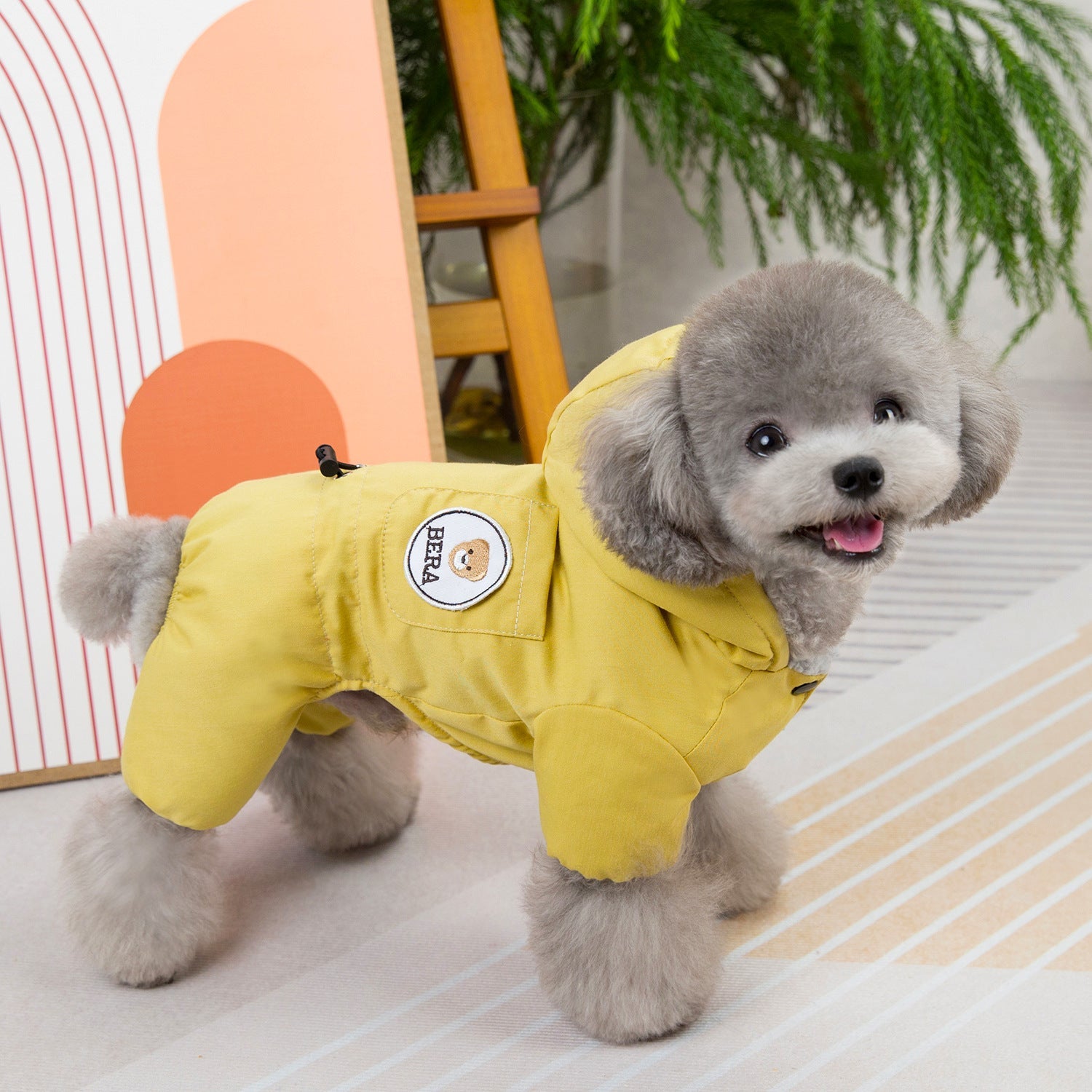 KFX-0348605 Cozy Casual Dog Clothing for Autumn and Winter in Brown and Yellow