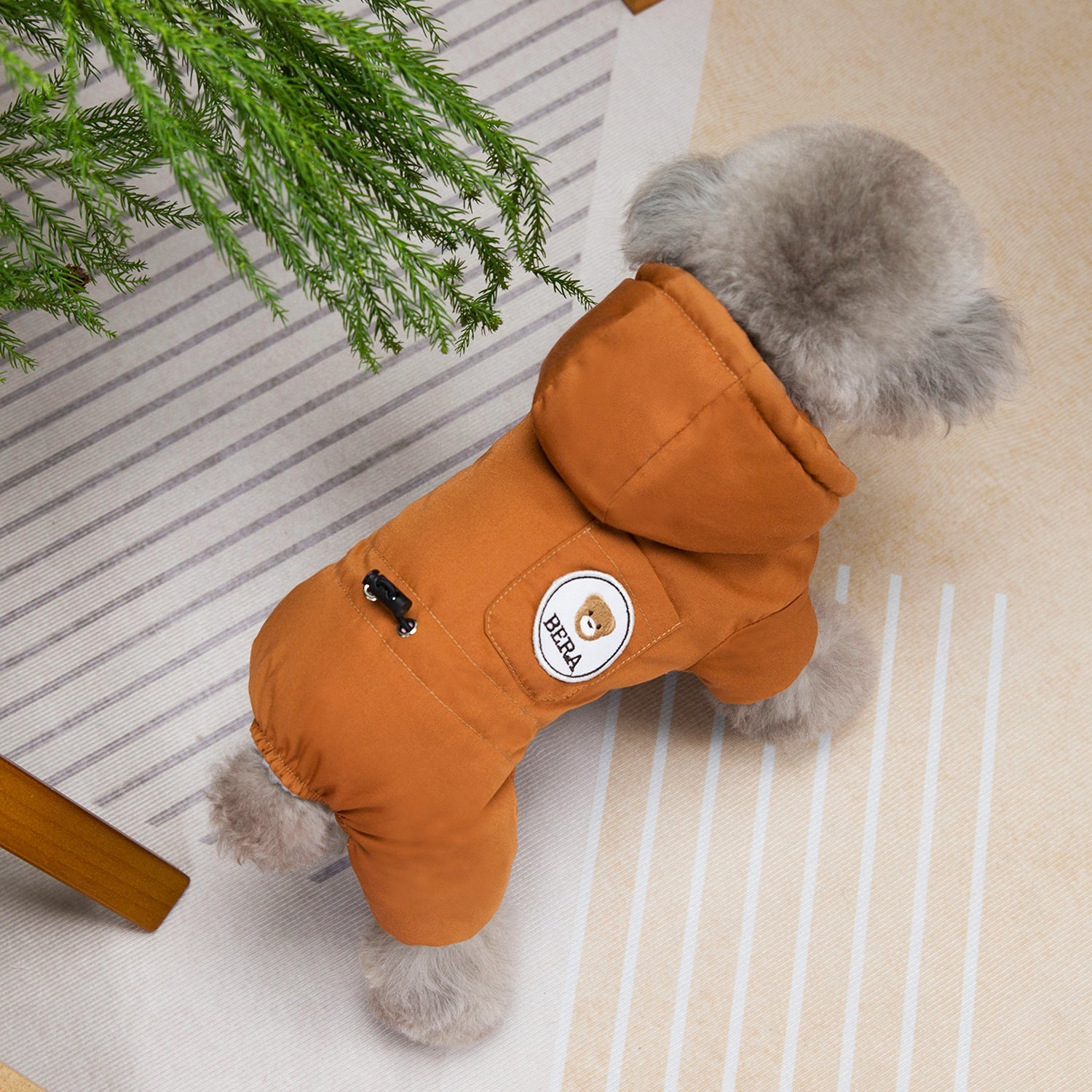 KFX-0348605 Cozy Casual Dog Clothing for Autumn and Winter in Brown and Yellow