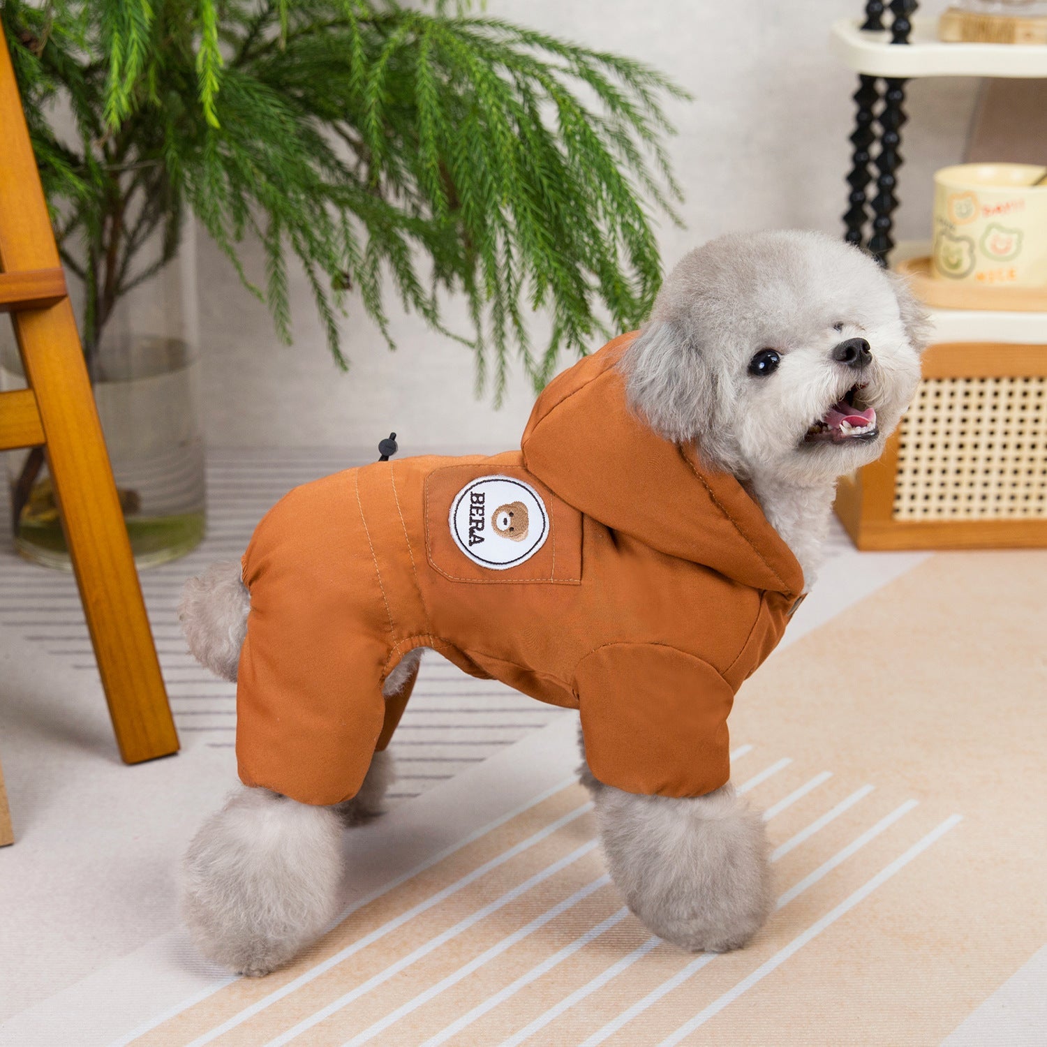 KFX-0348605 Cozy Casual Dog Clothing for Autumn and Winter in Brown and Yellow