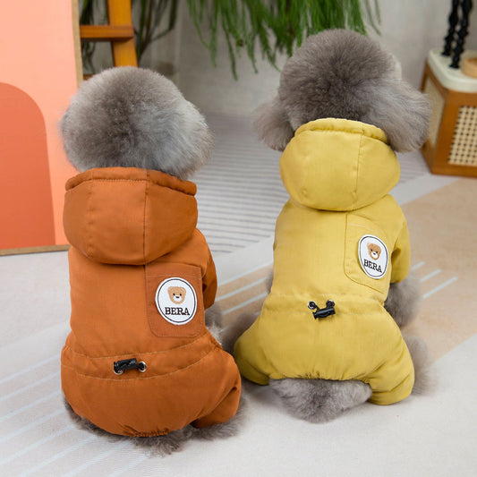 KFX-0348605 Cozy Casual Dog Clothing for Autumn and Winter in Brown and Yellow